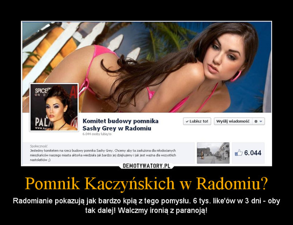 Pomnik Kaczyńskich w Radomiu? – Radomianie pokazują jak bardzo kpią z tego pomysłu. 6 tys. like'ów w 3 dni - oby tak dalej! Walczmy ironią z paranoją! 