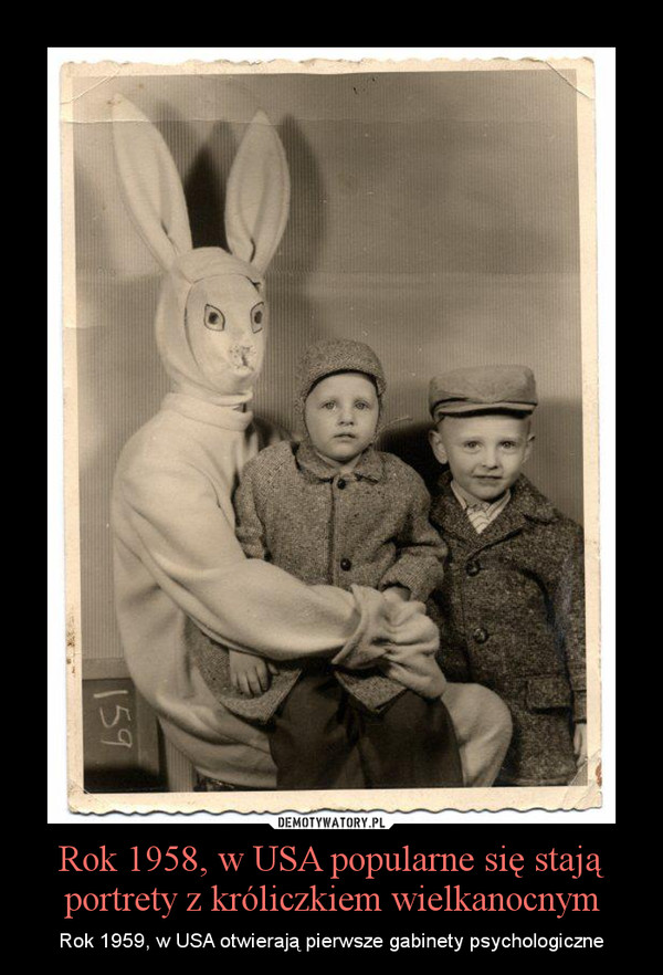 Rok 1958, w USA popularne się stają portrety z króliczkiem wielkanocnym