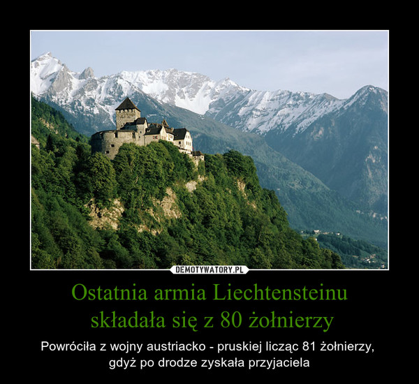 Ostatnia armia Liechtensteinu
 składała się z 80 żołnierzy