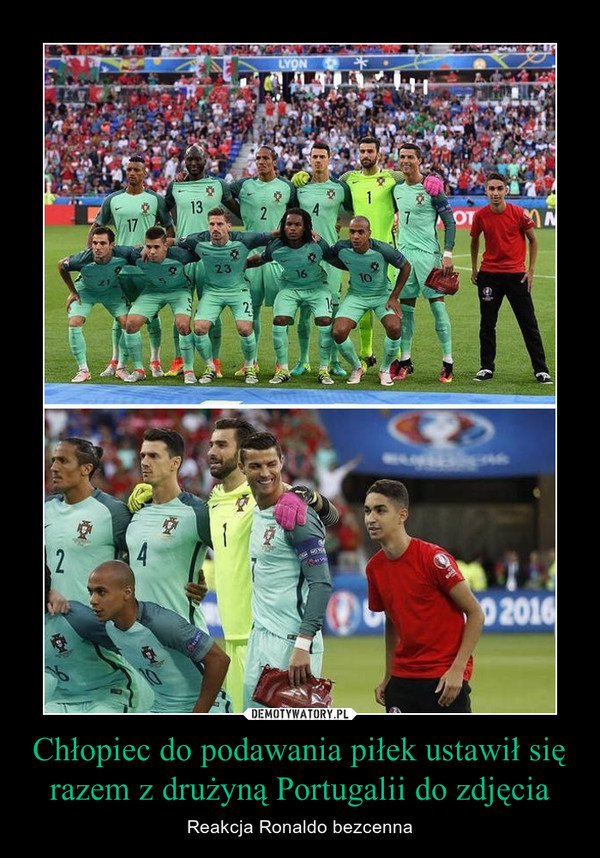 Chłopiec do podawania piłek ustawił się razem z drużyną Portugalii do zdjęcia – Reakcja Ronaldo bezcenna 