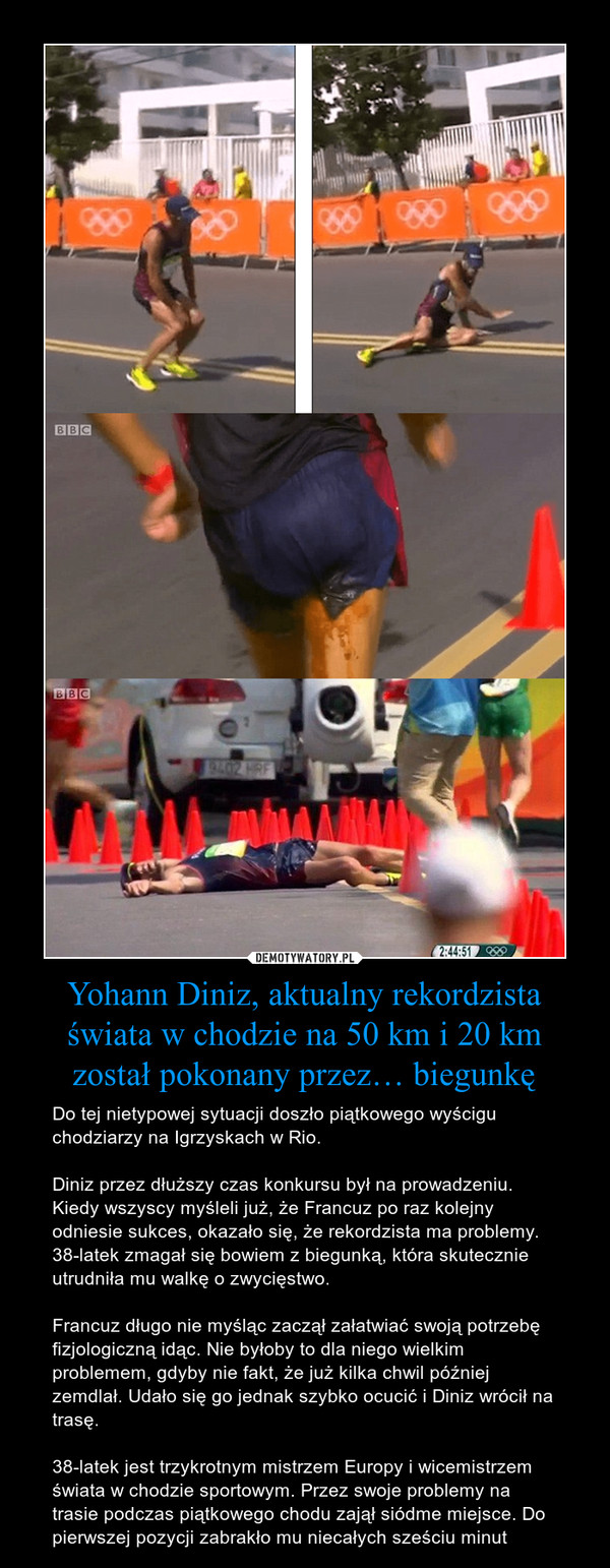 Yohann Diniz, aktualny rekordzista świata w chodzie na 50 km i 20 km został pokonany przez… biegunkę