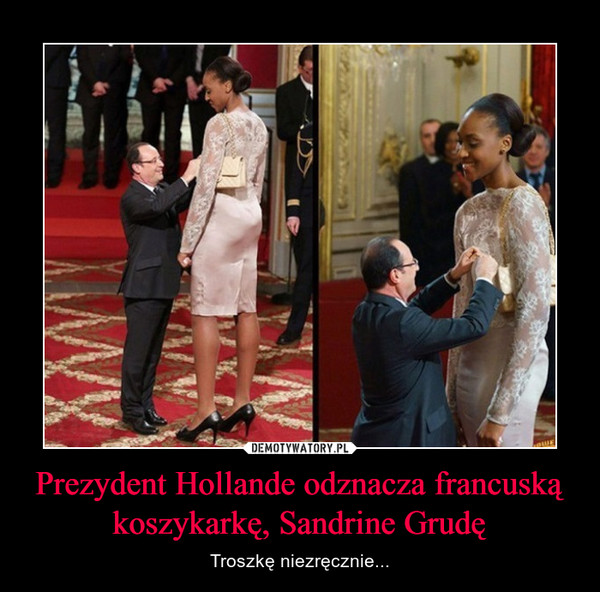 Prezydent Hollande odznacza francuską koszykarkę, Sandrine Grudę