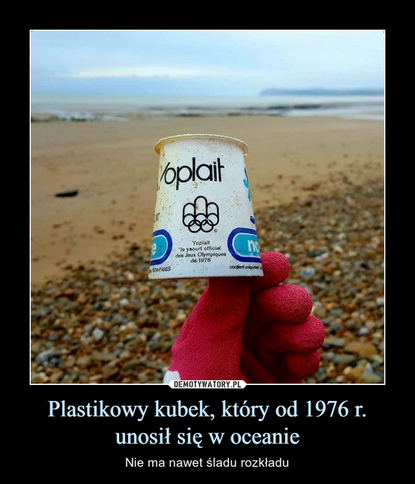Plastikowy kubek, który od 1976 r. unosił się w oceanie