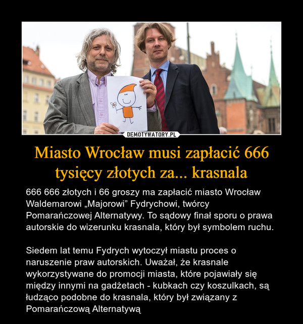 Miasto Wrocław musi zapłacić 666 tysięcy złotych za... krasnala