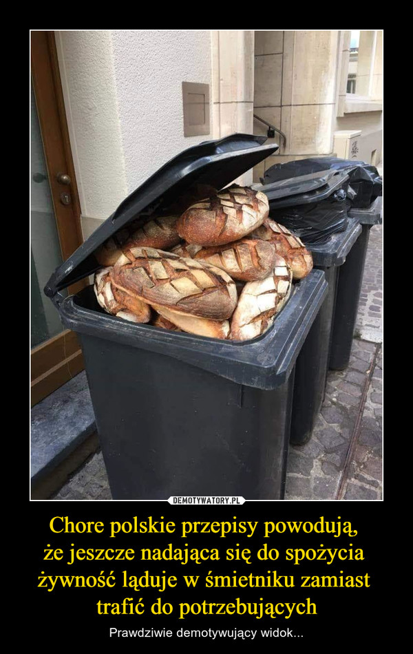 Chore polskie przepisy powodują, że jeszcze nadająca się do spożycia żywność ląduje w śmietniku zamiast trafić do potrzebujących – Prawdziwie demotywujący widok... 
