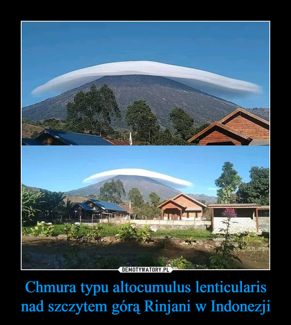 Chmura typu altocumulus lenticularis nad szczytem górą Rinjani w Indonezji