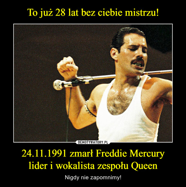 24.11.1991 zmarł Freddie Mercurylider i wokalista zespołu Queen – Nigdy nie zapomnimy! 