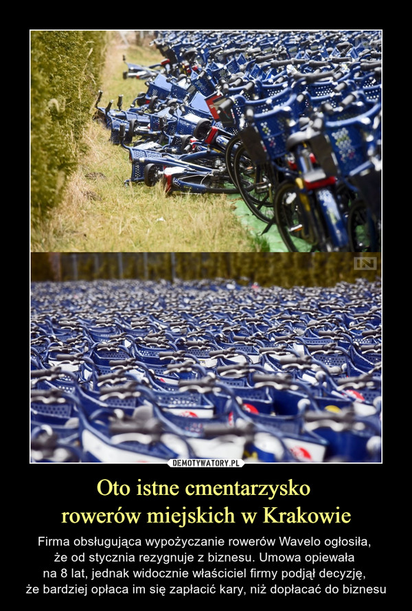 Oto istne cmentarzysko 
rowerów miejskich w Krakowie