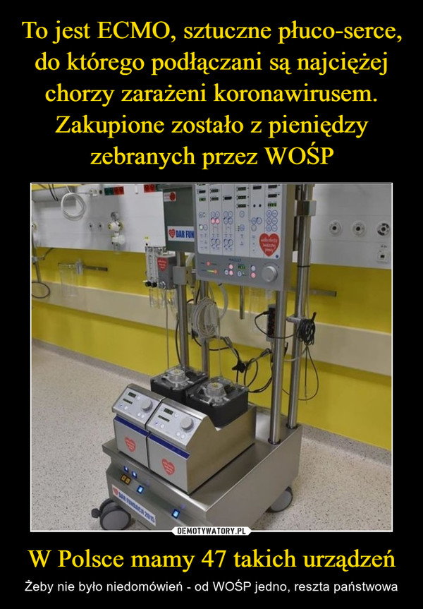 W Polsce mamy 47 takich urządzeń – Żeby nie było niedomówień - od WOŚP jedno, reszta państwowa 