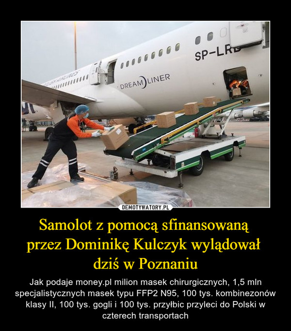 Samolot z pomocą sfinansowaną 
przez Dominikę Kulczyk wylądował 
dziś w Poznaniu