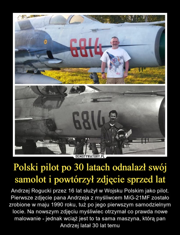Polski pilot po 30 latach odnalazł swój samolot i powtórzył zdjęcie sprzed lat