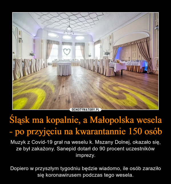 Śląsk ma kopalnie, a Małopolska wesela - po przyjęciu na kwarantannie 150 osób
