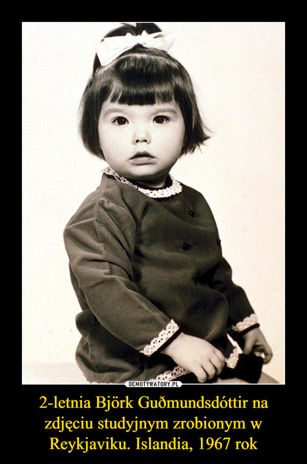 2-letnia Björk Guðmundsdóttir na zdjęciu studyjnym zrobionym w Reykjaviku. Islandia, 1967 rok
