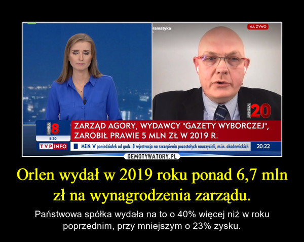 Orlen wydał w 2019 roku ponad 6,7 mln zł na wynagrodzenia zarządu. – Państwowa spółka wydała na to o 40% więcej niż w roku poprzednim, przy mniejszym o 23% zysku. 