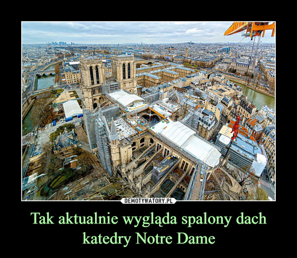 Tak aktualnie wygląda spalony dach katedry Notre Dame –  