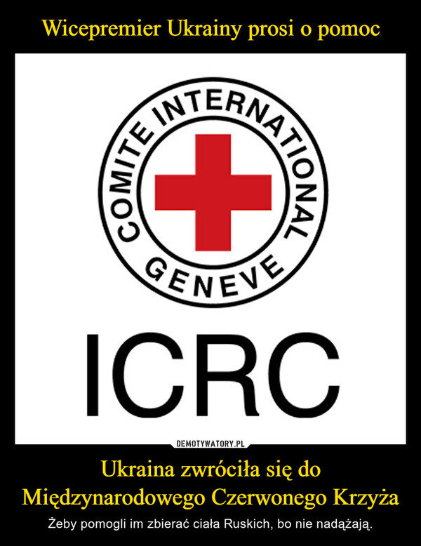 Ukraina zwróciła się do Międzynarodowego Czerwonego Krzyża – Żeby pomogli im zbierać ciała Ruskich, bo nie nadążają. 