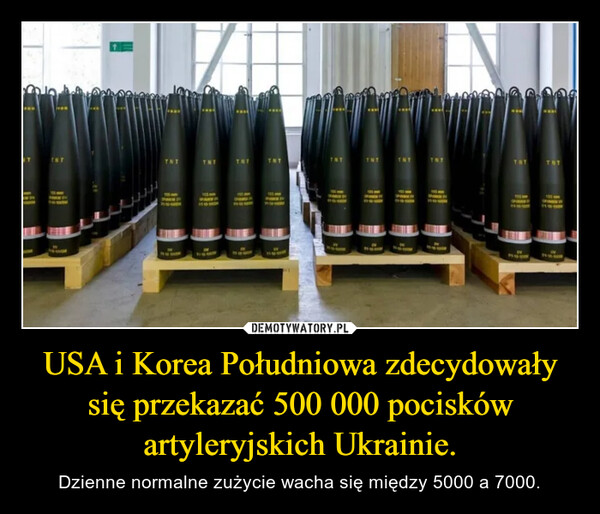 USA i Korea Południowa zdecydowały się przekazać 500 000 pocisków artyleryjskich Ukrainie. – Dzienne normalne zużycie wacha się między 5000 a 7000. ITIN TTNTTNTTNTTNTTNTTNT