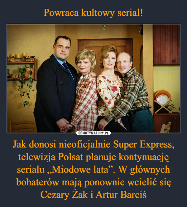 Jak donosi nieoficjalnie Super Express, telewizja Polsat planuje kontynuację serialu „Miodowe lata”. W głównych bohaterów mają ponownie wcielić się Cezary Żak i Artur Barciś –  