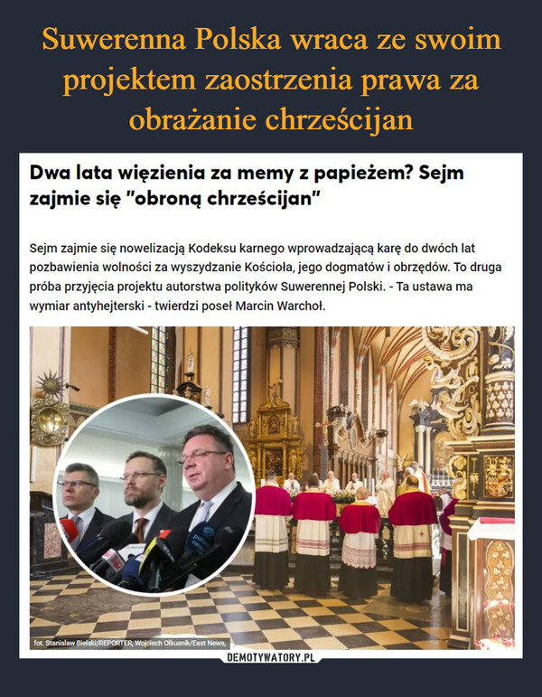 Suwerenna Polska wraca ze swoim projektem zaostrzenia prawa za obrażanie chrześcijan